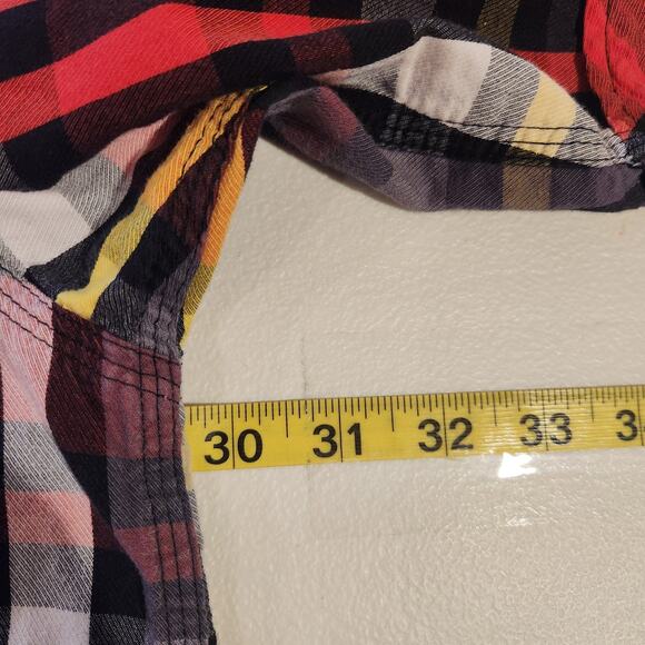 Vintage Rocawear Red Black Plaid Pearl Snap Button Up Shirt Size 4X Streetwear - Picture 8 of 9